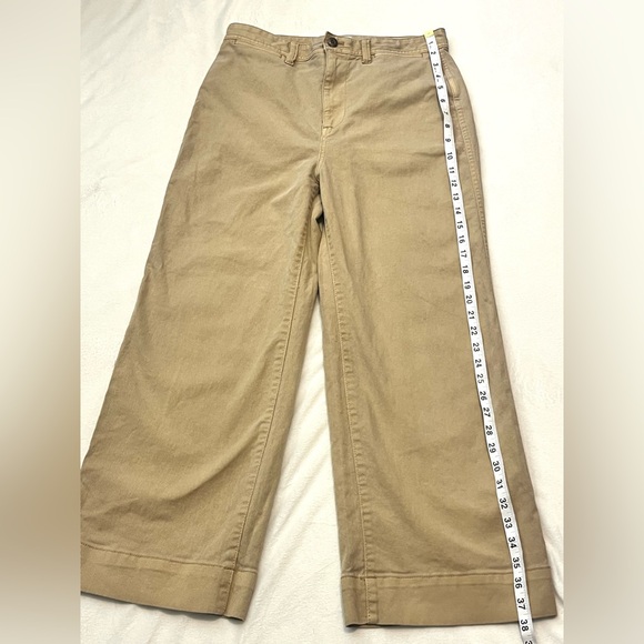 GAP Women’s Beige Tan Khaki High Rise Wide Leg Crop Trousers Pants Size 8 - Picture 9 of 16